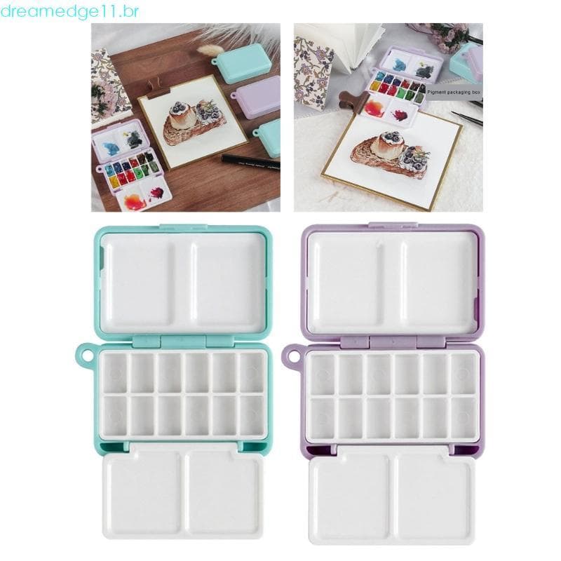 dreamedge11 Caixa Paleta Pintura Aquarela Portátil Bandeja Mistura Para Estudante Artístico