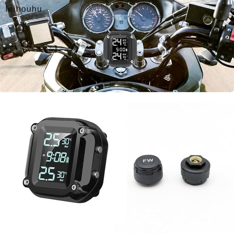 leiho M5 Motocicleta TPMS Sem Fio Moto Sistema De Alarme Monitoramento Pressão Dos Pneus Com 2 Sensores Externos 5 Métod
