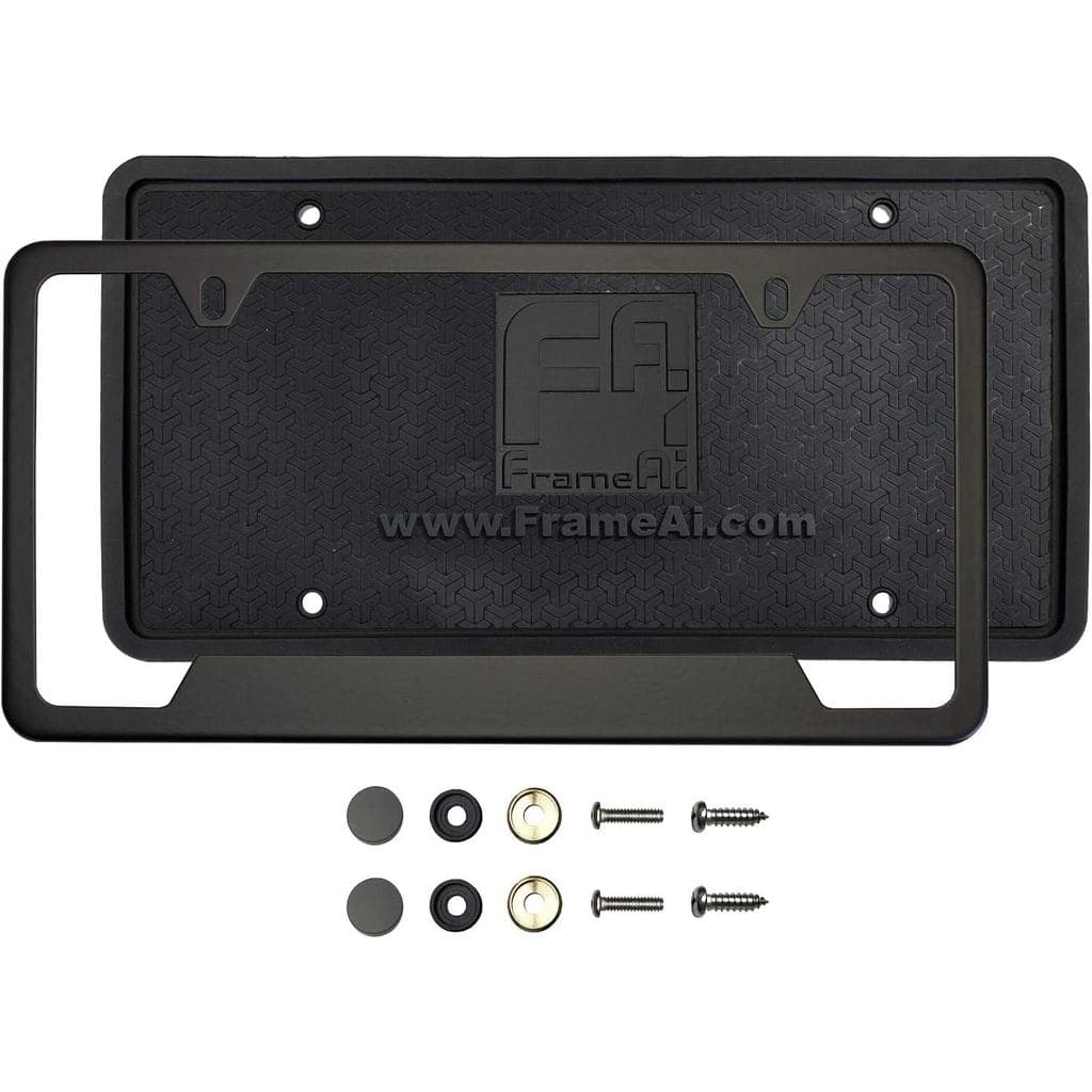 Protetor Traseiro de Silicone com Recorte Inferior para Suporte de Placa de Licença, Moldura de Placa de Licença Preta F