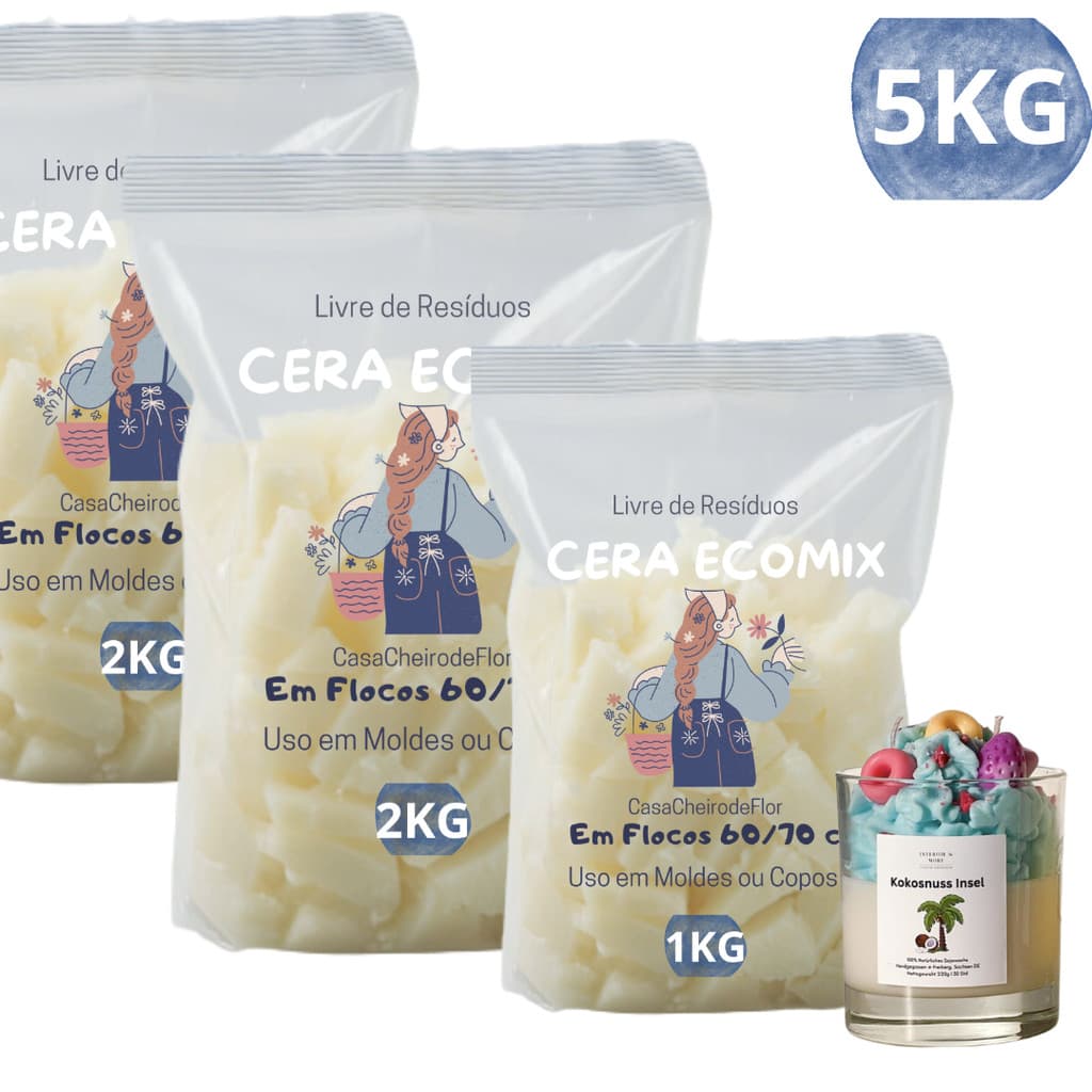 Cera Ecomix Parafinada 5kg para Velas Artesanais e Molde