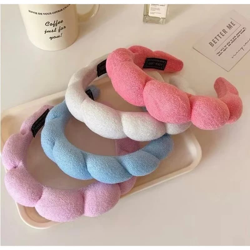 Tiara Elástica de Esponja Espessa – Maquiagem e Lavagem Facial/ Feminina e Infantil/ Design Nuvem-WJ