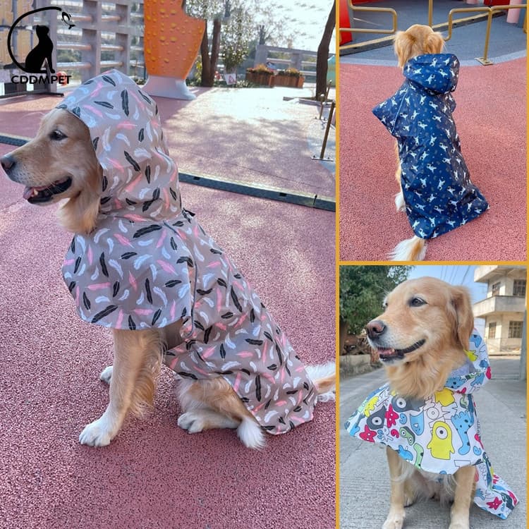 Capa De Chuva Cachorro Para Cães Médio Grande Impermeável Refletiva com Capuz De Estimação Jaquetas