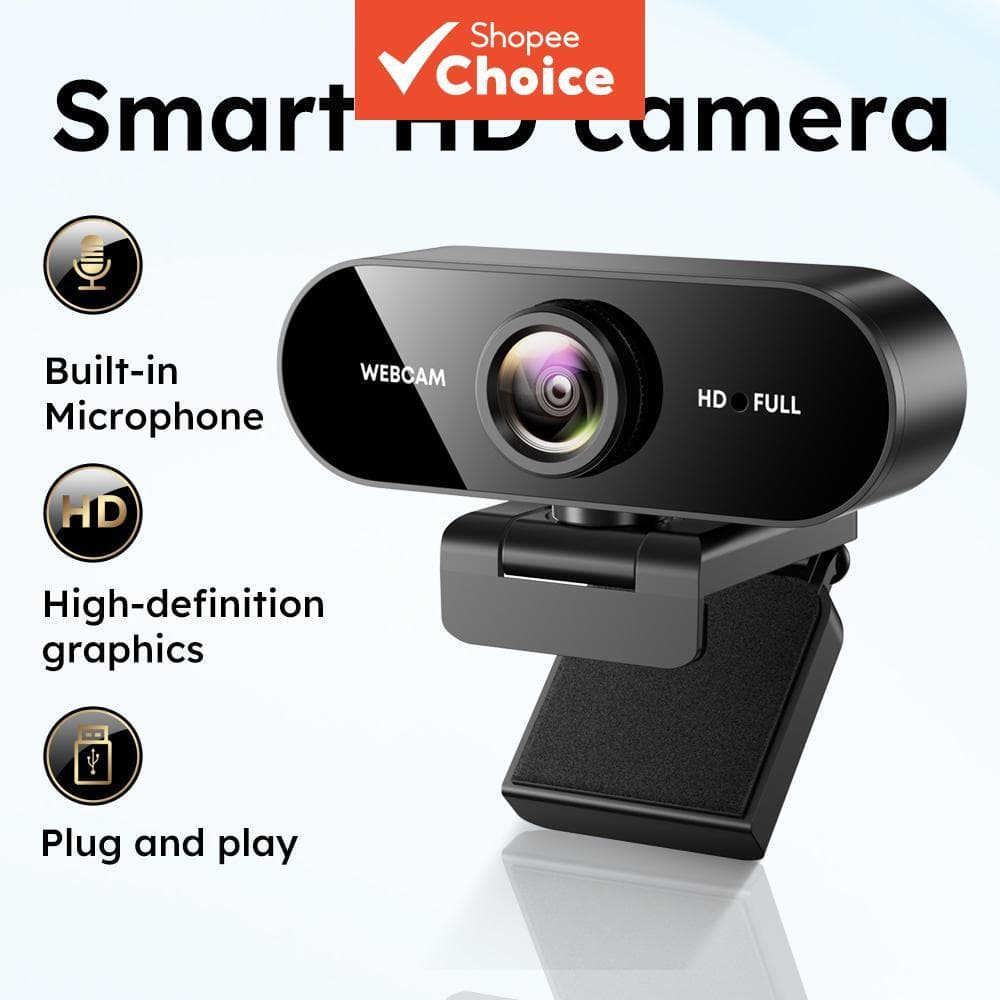  Webcam FHD 1080P com Microfone, Câmera USB para Laptop e Desktop, Ângulo Amplo para Aula Online e Conferência de Vídeo,