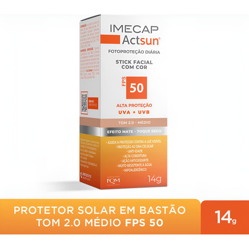 Imecap Actsun Fps50 14g Protetor Solar Facial Bastão Médio 2