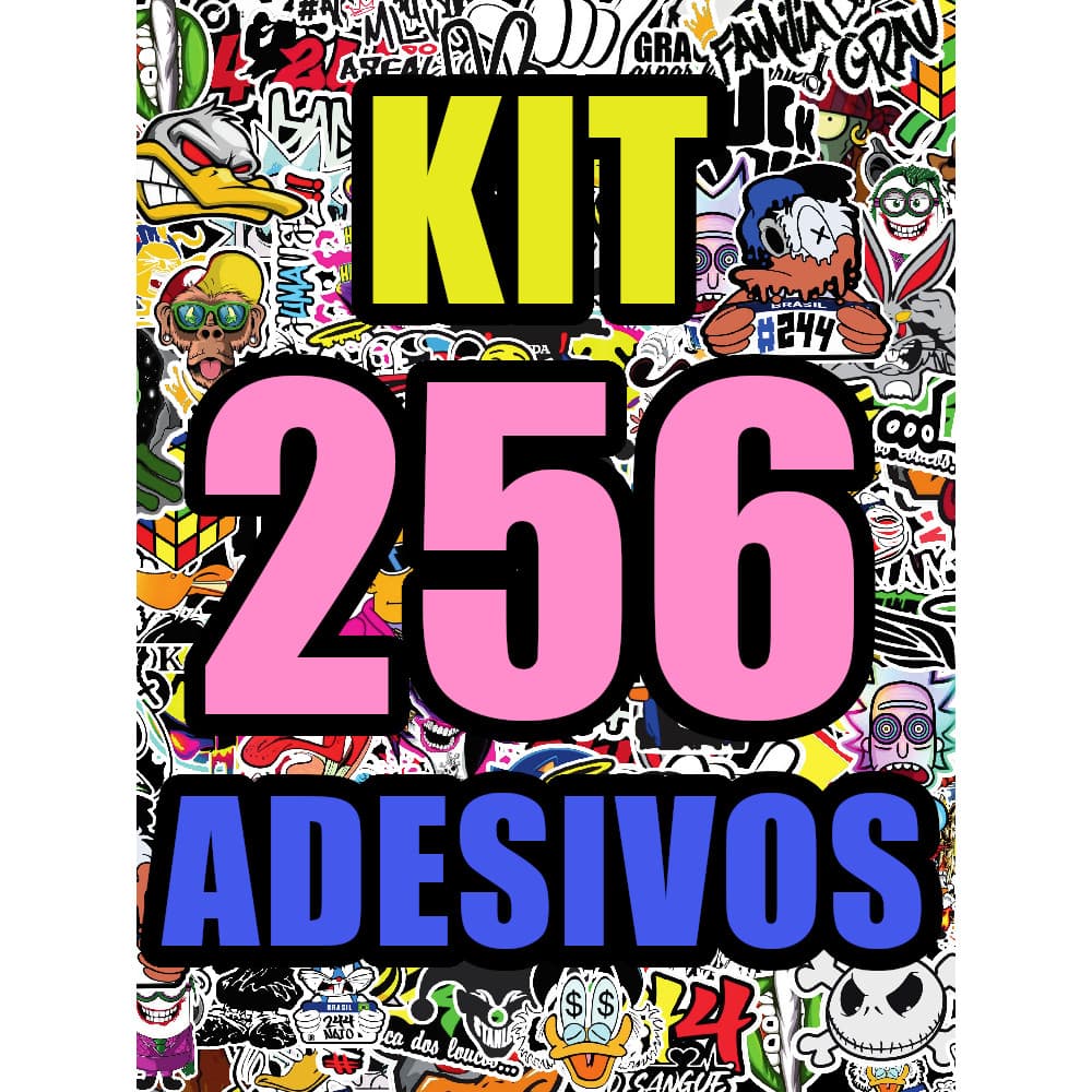 Kit 256 Adesivos De Bicicleta Alta Resolução Cartela aprova d'agua - Personagens Frases e Simbolos