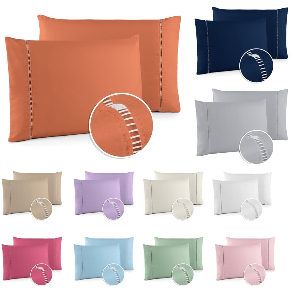 Par de Fronhas 400 Fios 50x70 Micropercal com Ponto Palito