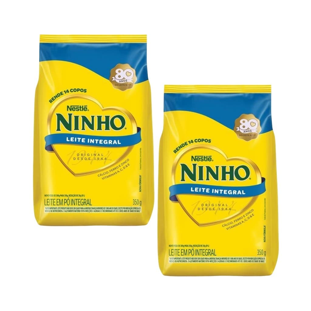 Kit 2 Leite em Pó Integral Ninho Refil 350g