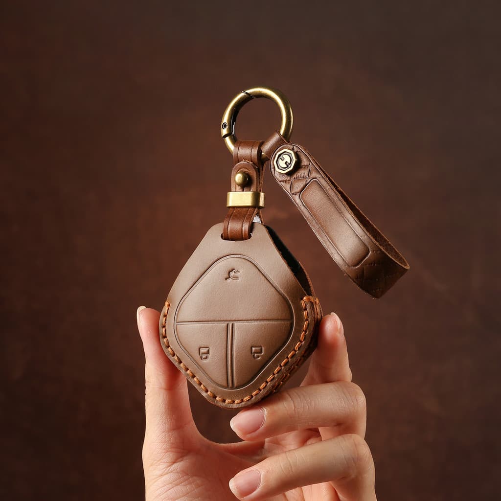 Adequado para Wuling Binguo caso chave Baojun Yueya KIWI céu claro EV caso protetor fivela de couro genuíno chaveiro est