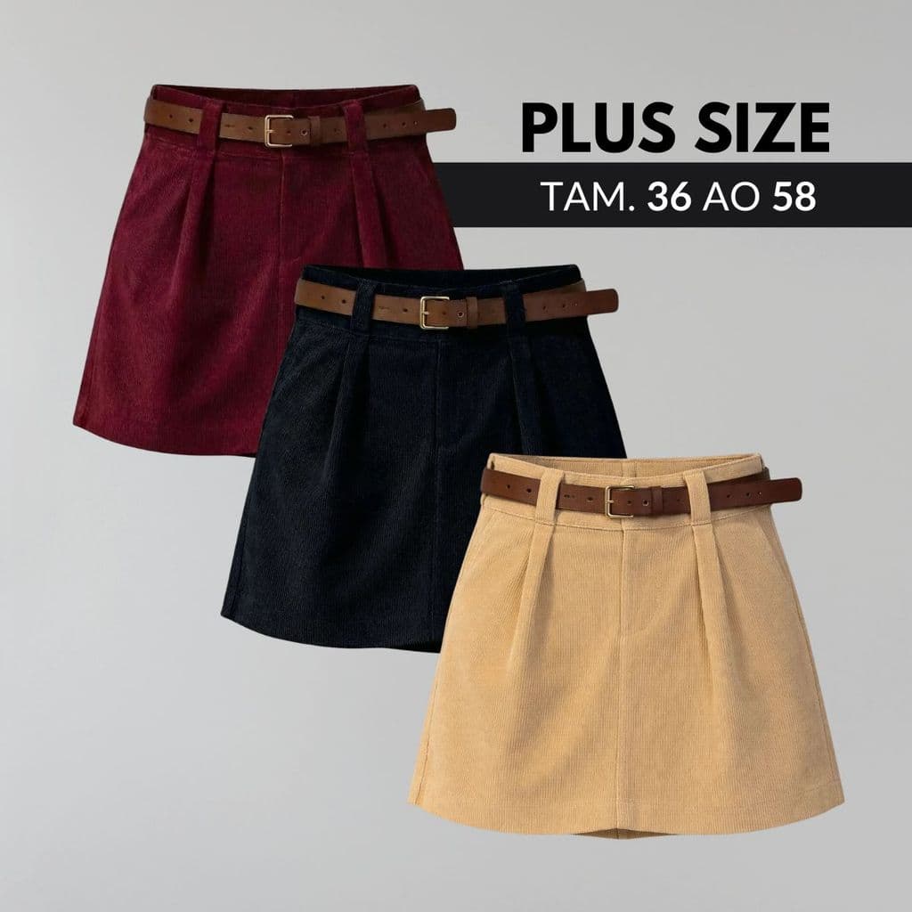 Short Saia Plus Size Com Cinto Short Saia Plu Size Feminino Short Saia Alfaiataria Feminino Tamanho 36 ao 58