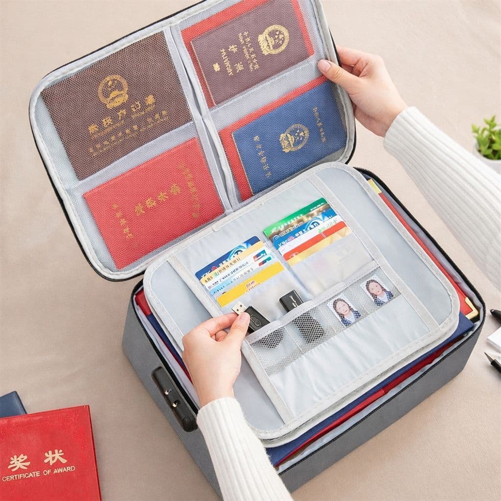 Bolsa Pasta Organizador De Documentos Vários Compartimento Trava Com Segredo Passaporte Porta Cartão