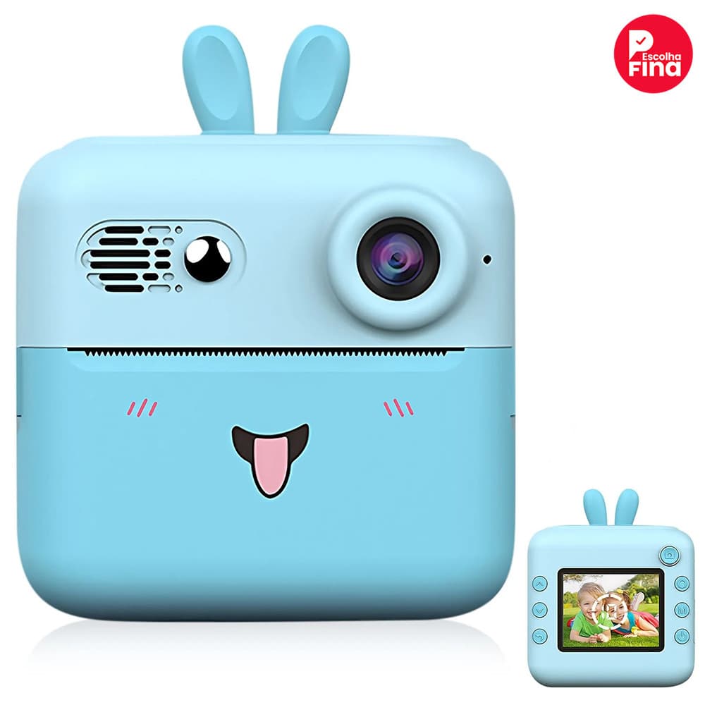 Mini Câmera Fotográfica de Vídeo para Crianças - Impressora Térmica Portátil para Viagens e Aventura
