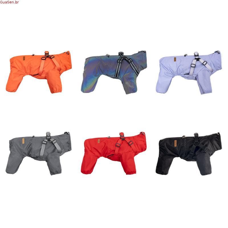 Capa De Chuva Cachorro Para Cães Com Arnês Macacão Impermeável Animais De Estimação Pequenos