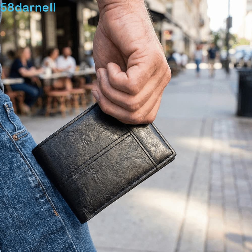 Carteira Curta Empresarial DARNELL , De Cartão Masculina Com Proteção RFID De Grande Capacidade , Porta-Moedas