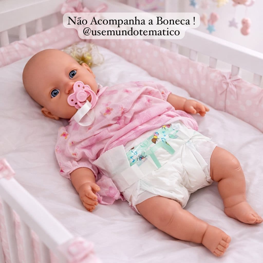 KIT Fralda RN para Bebê Reborn – Suave, Decorada e Realista | Ideal para Ensaio e Rotina de Cuidados-Não Acompanha Lenço