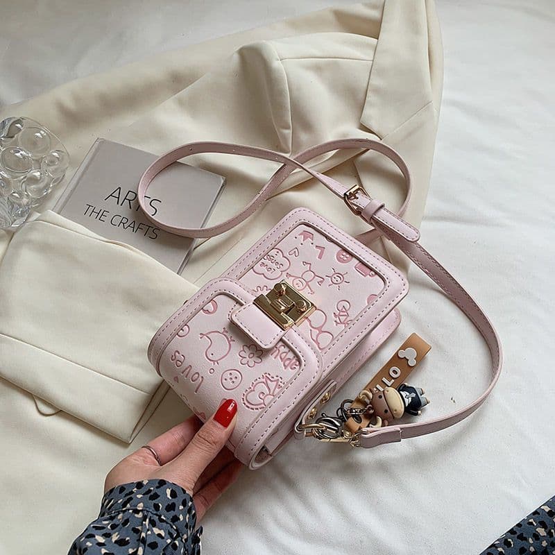 Elegante Com Cinto E PU Porta Celular Bolsa Feminina Grande Capacidade Alca Transversal Casual Versatil