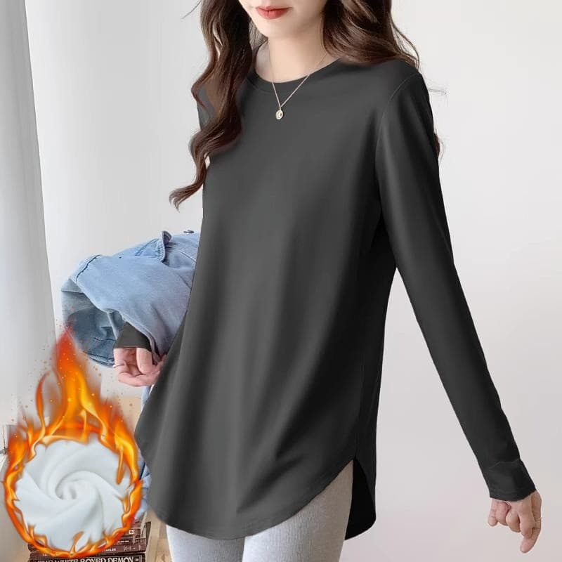 Roupa de maternidade outono inverno novo estilo tamanho grande moda mais magro olhar Bottoming manga comprida cor sólida