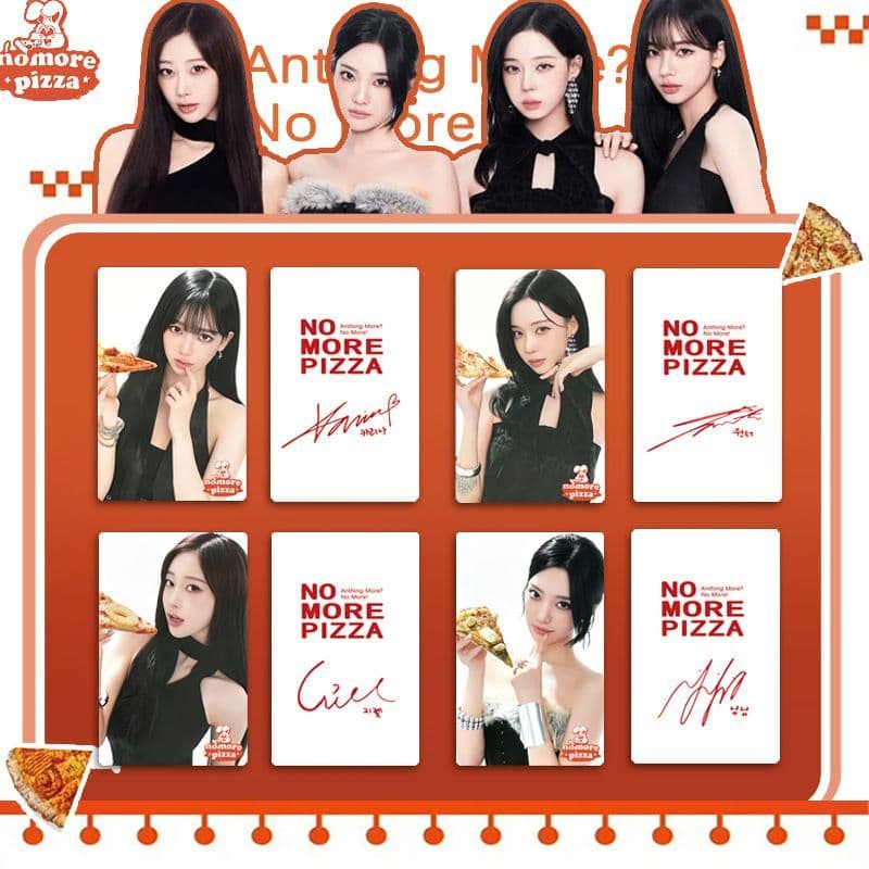 AESPA Pizza Co-Branded Photocard Cartão Postal Cartão Offline Cartão Aleatório Dourado Inverno Zha Mercadoria Cartão Pos