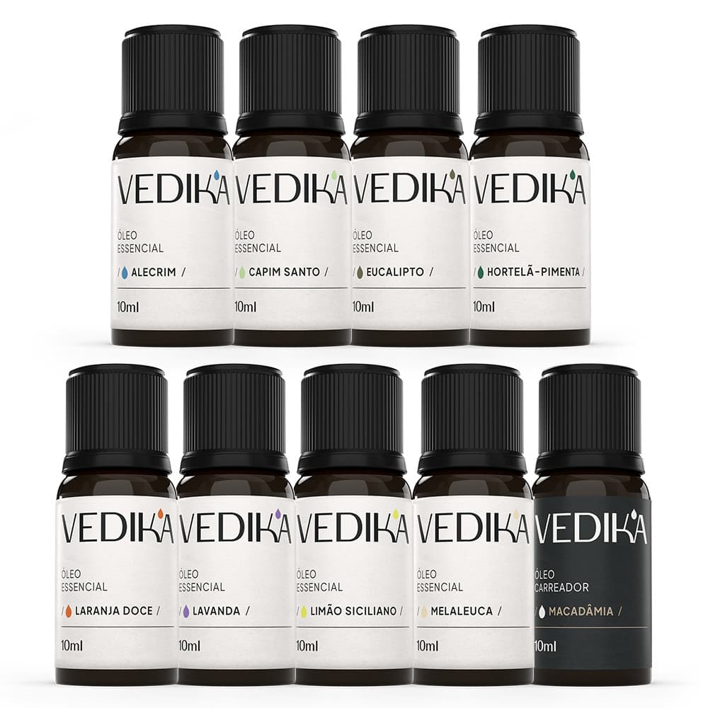 Óleos Essenciais Vedika - Aromaterapia Pura e Natural - 100% Veganos