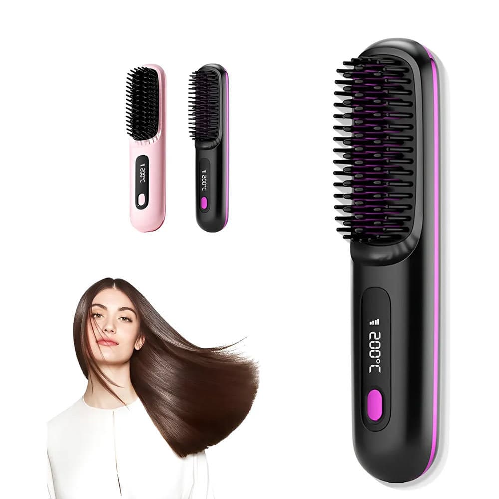 Alisador Cabelo Escova Portátil Viagem Penteador USB Rolo Liso Uso