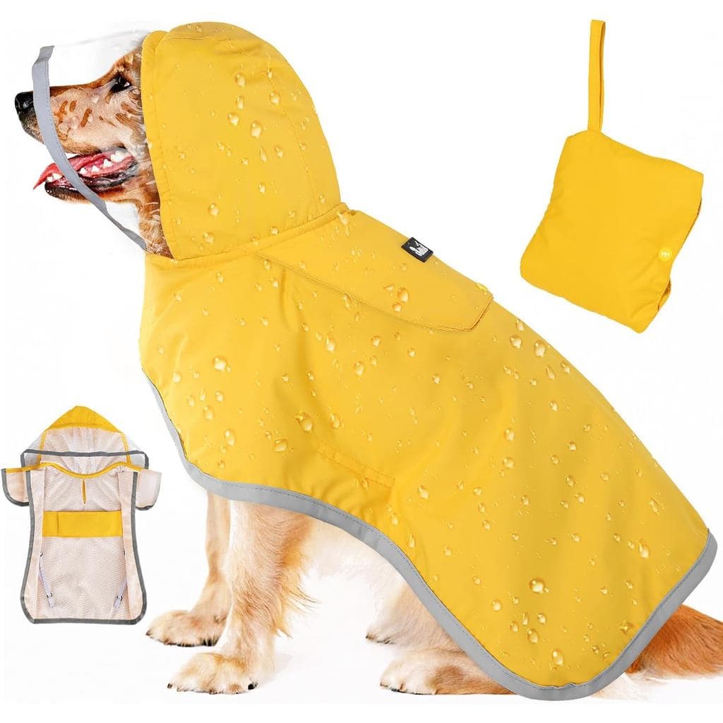 Capa de Chuva para Cães SlowTon, Jaqueta de Chuva Ajustável para Cães com Capuz Transparente de Camada Dupla, Poncho Imp