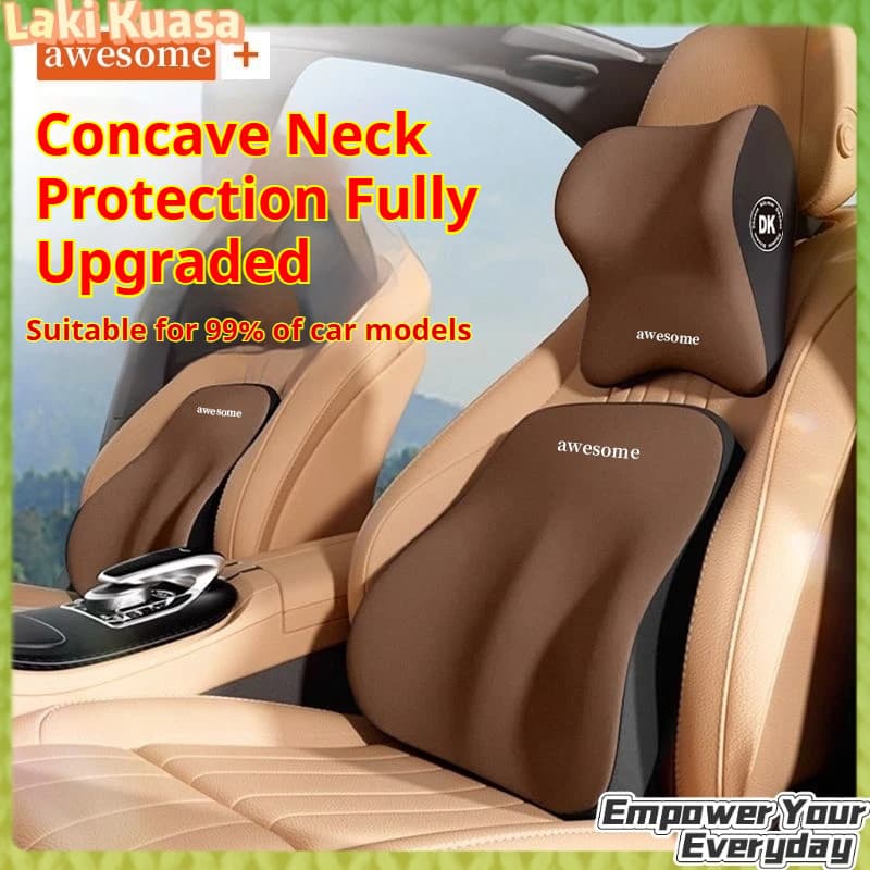 Conjunto De Travesseiro Lombar E Pescoço De Carro Premium-Almofada Ergonômica Para Apoio De Cintura Sokongan Decoração
