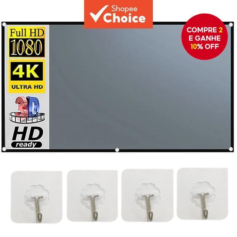 Tela Do Projetor 16 : 9 Cinza Anti-Luz 60-133 Polegada Borda Preta Com Furo De Metal Reflexiva Para Home Theater Interno