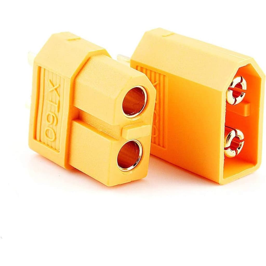 1 Par Conector Plug de energia Xt60 bitola 2,5mm 12AWG Amarelo Macho + Fêmea 60 Amperes modelismo