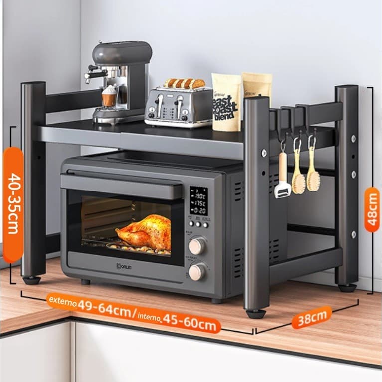 Rack Metálico Multiuso Ajustável Suporte Para Microondas