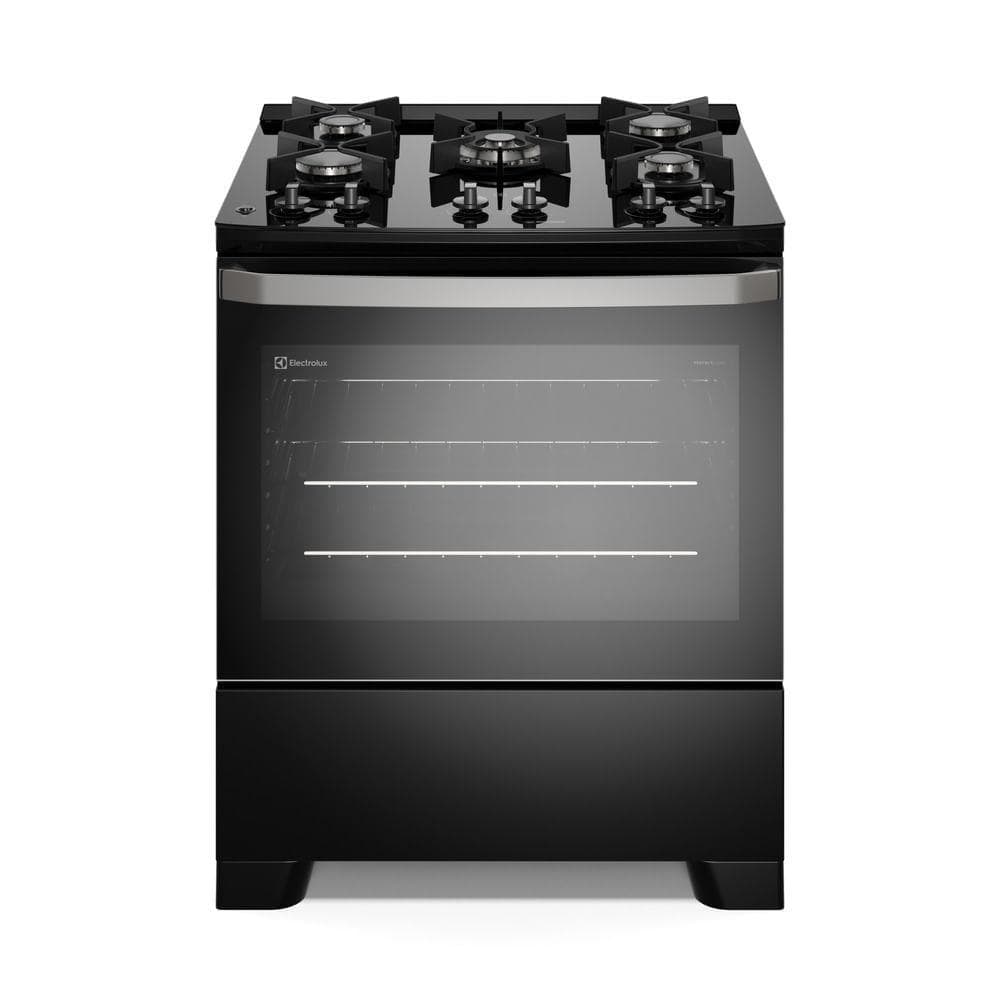 Fogão 5 bocas Electrolux Preto Efficient Mesa de Vidro, PerfectCook e Grades de Ferro (FE5GB)