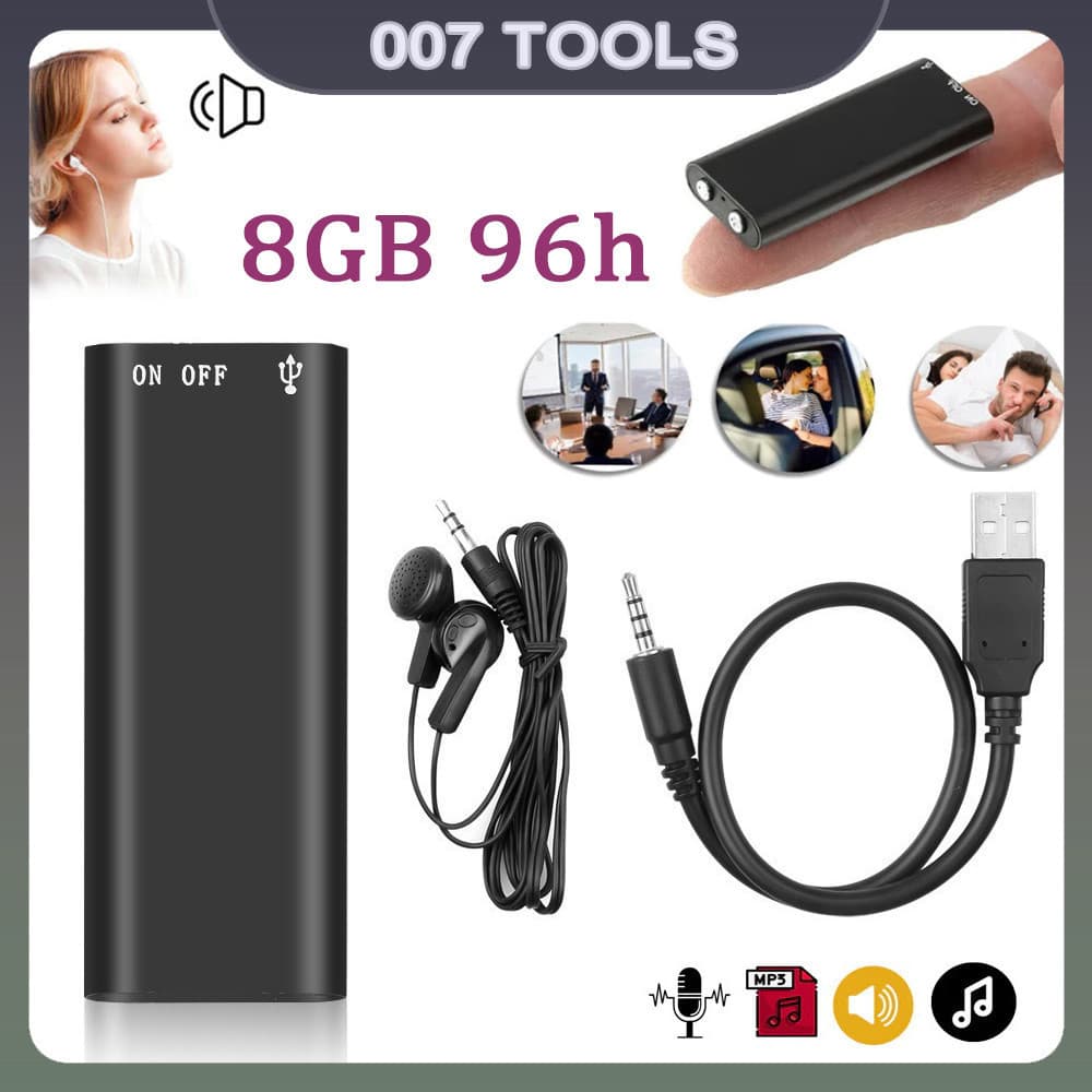 Mini Gravador De Voz Com Redução De Ruído HD De 8 GB Pode Gravar 96 Horas