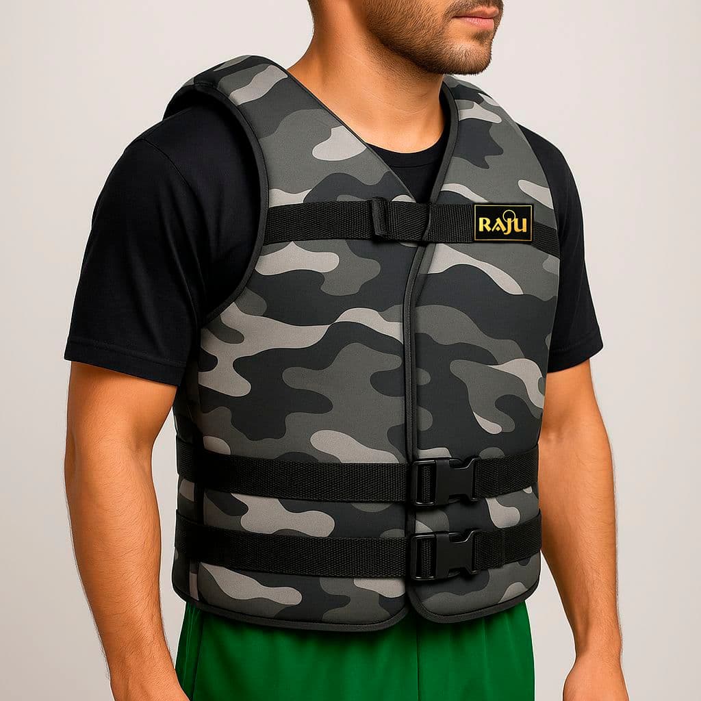 Colete Flutuador Salva Vidas - 100 a 120 KG - Camuflado Cinza