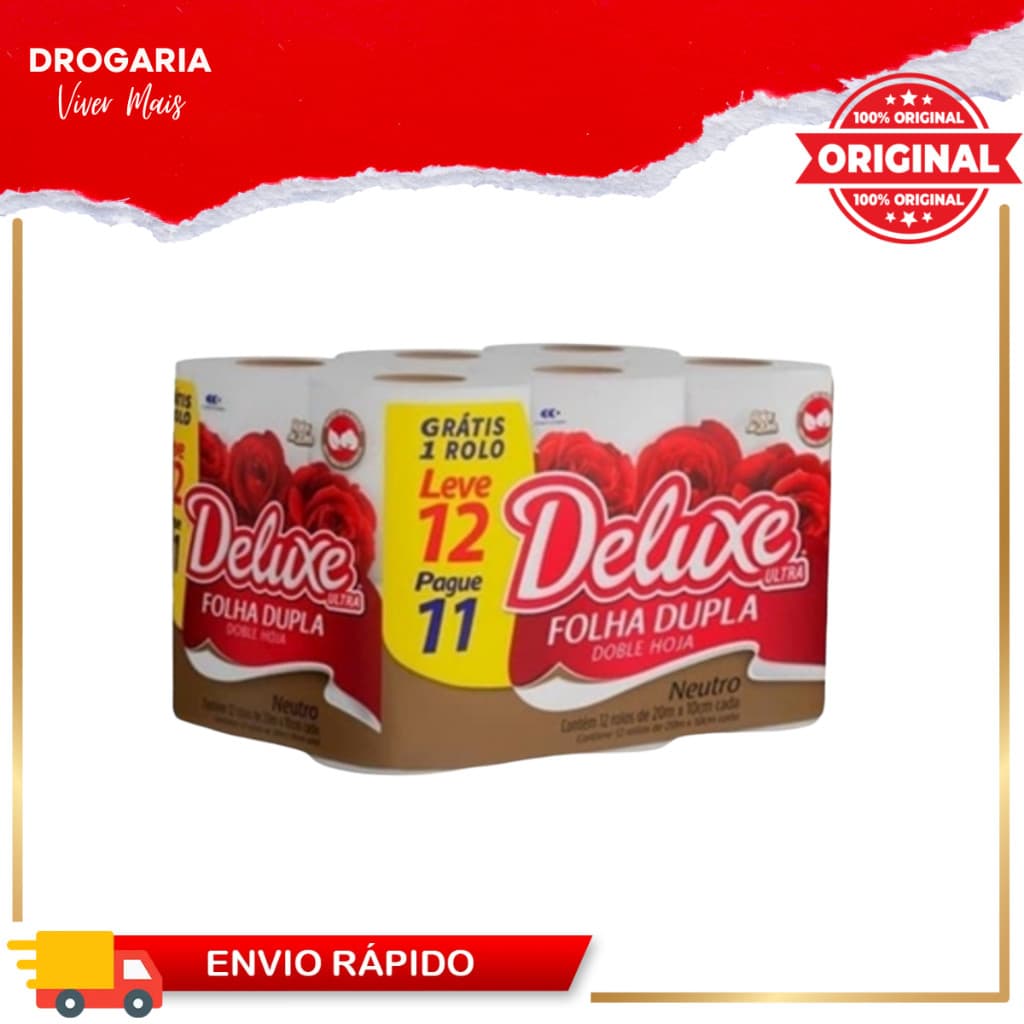 Papel Higienico Folha Dupla Neutro Deluxe 12 Rolos