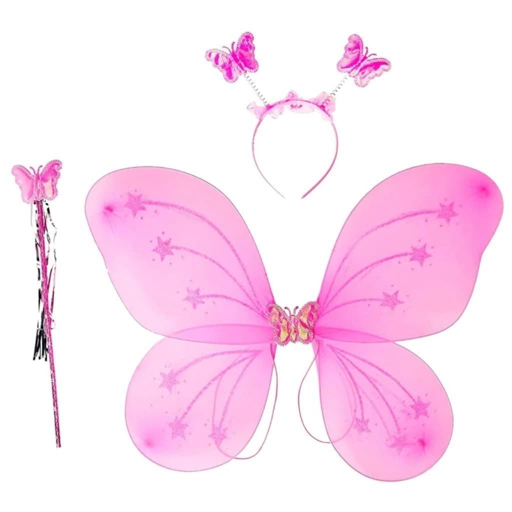 Kit 5 Asa De Borboleta Fantasia Infantil Fada com Tiara e Varinha.