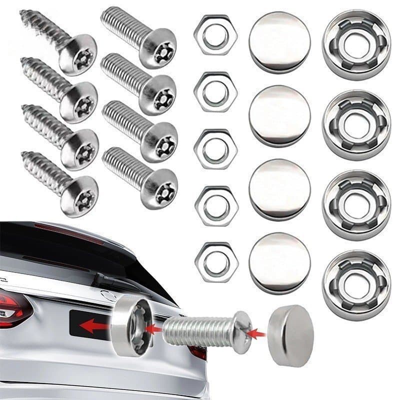 Carro Elétrico Placa De Parafuso De Fixação Anti-Roubo Fivela Em Aço Inoxidável Acessórios Universais Para Automóveis