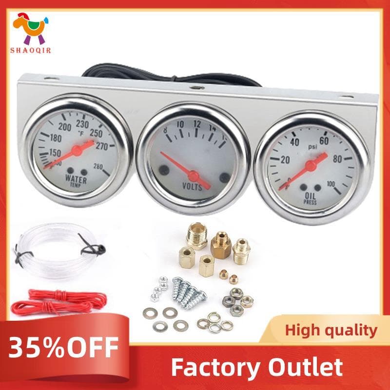 Kit De Medidor Triplo Óleo/Volt/De Água 2 Polegada Cromo Temp Temperatura Da Tensão De Pressão De