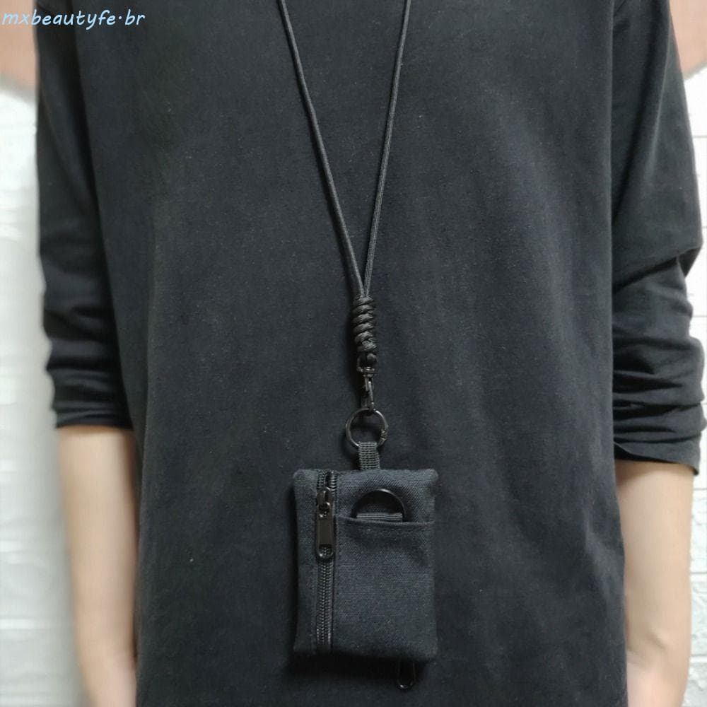 MXBEAUTYFE Mini Carteira De Tecido Oxford , Bolsa De Moedas Casual De Nylon Pendurada No Pescoço , Com Cordão Porta-Cart