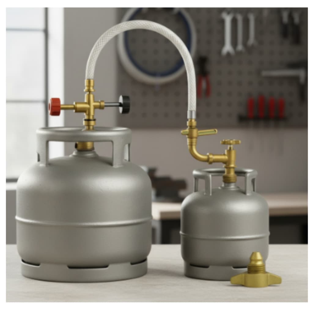 Kit Transferidor Gás Mangueira Com Adaptador Bujão 13kg Para 2kg