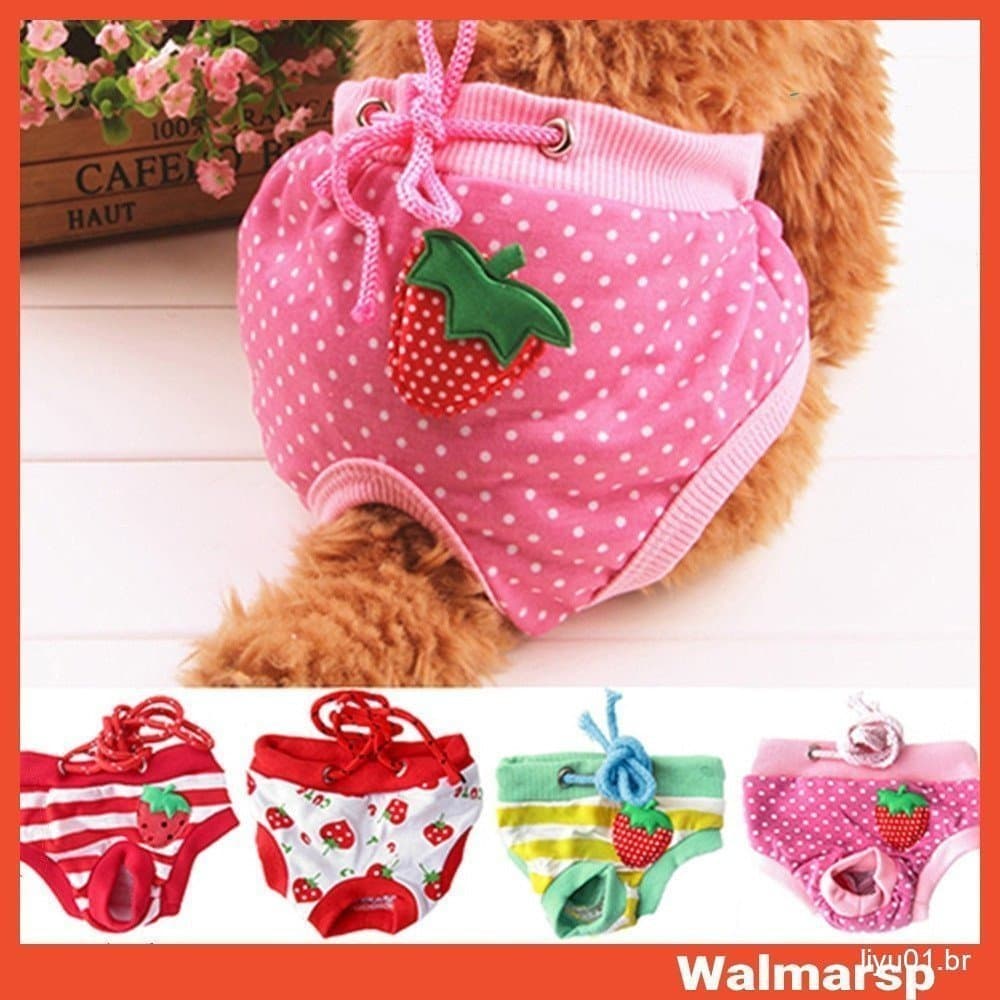 Fralda Para Cachorro De Estimação Fisiológica Sanitária Calcinha Curta Feminina Roupa Íntima
