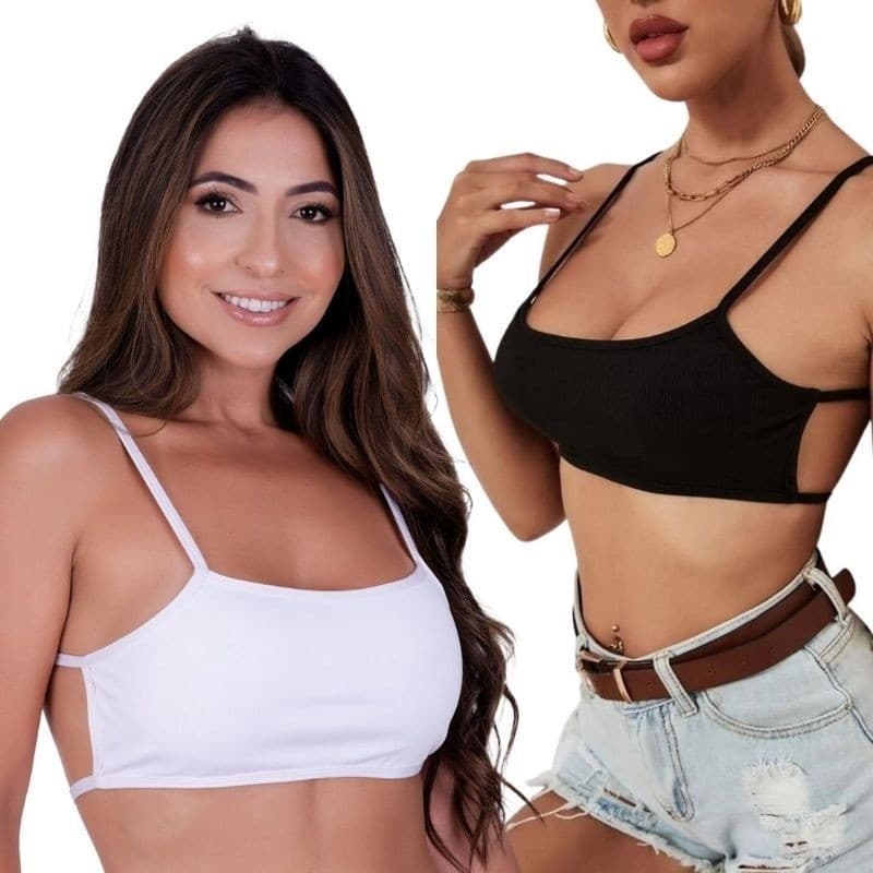 Top Cropped Costa Nua Fitness Feminino Modelo da Gringa Academia Alça Fina Modas