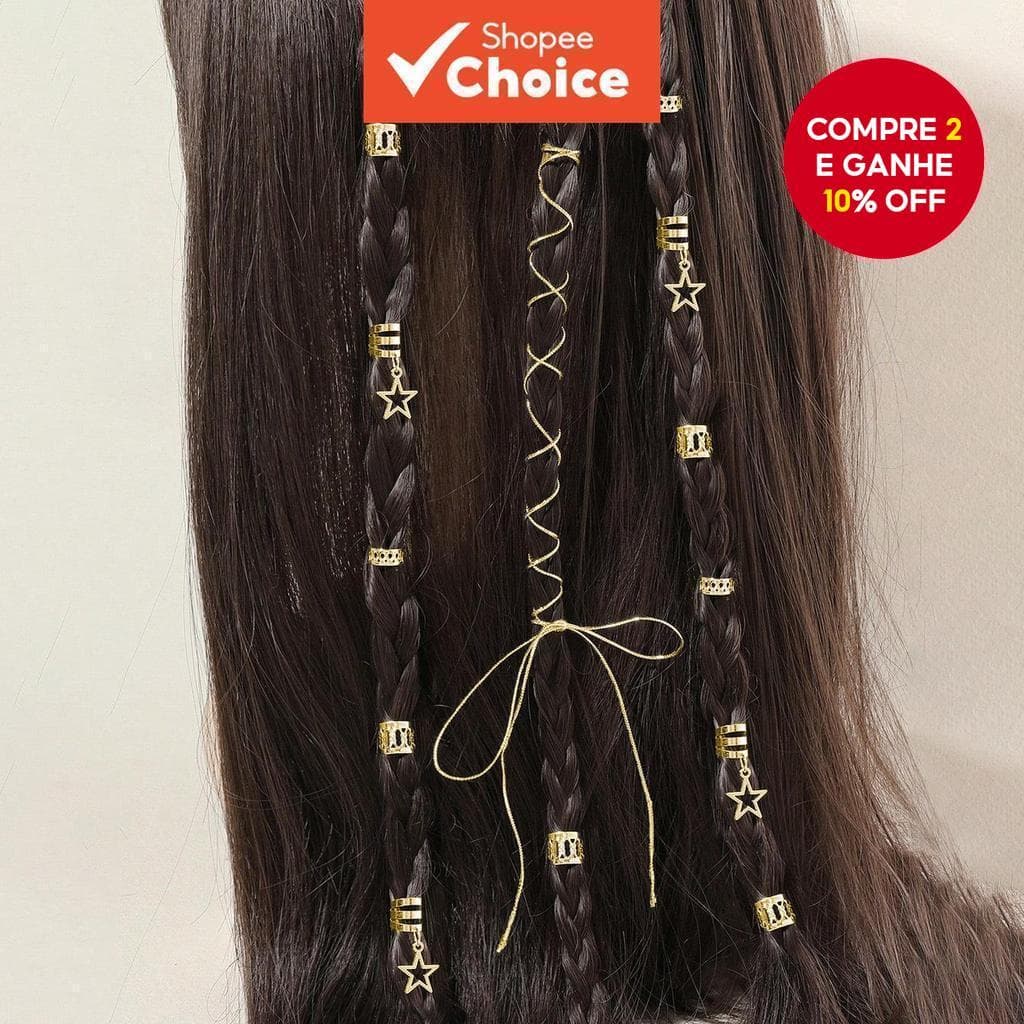 36 Peças De Anéis De Cabelo Com Pingente De Estrela-Decoração De Trança Boho , Punhos De Metal Vazados
