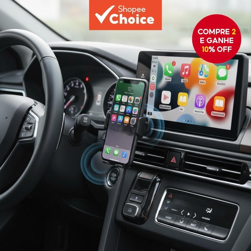  Adaptador Wireless Android Auto 2 em 1 AI Smart Box Dongle para Carros com CarPlay com Fio e Sistemas Inteligentes de