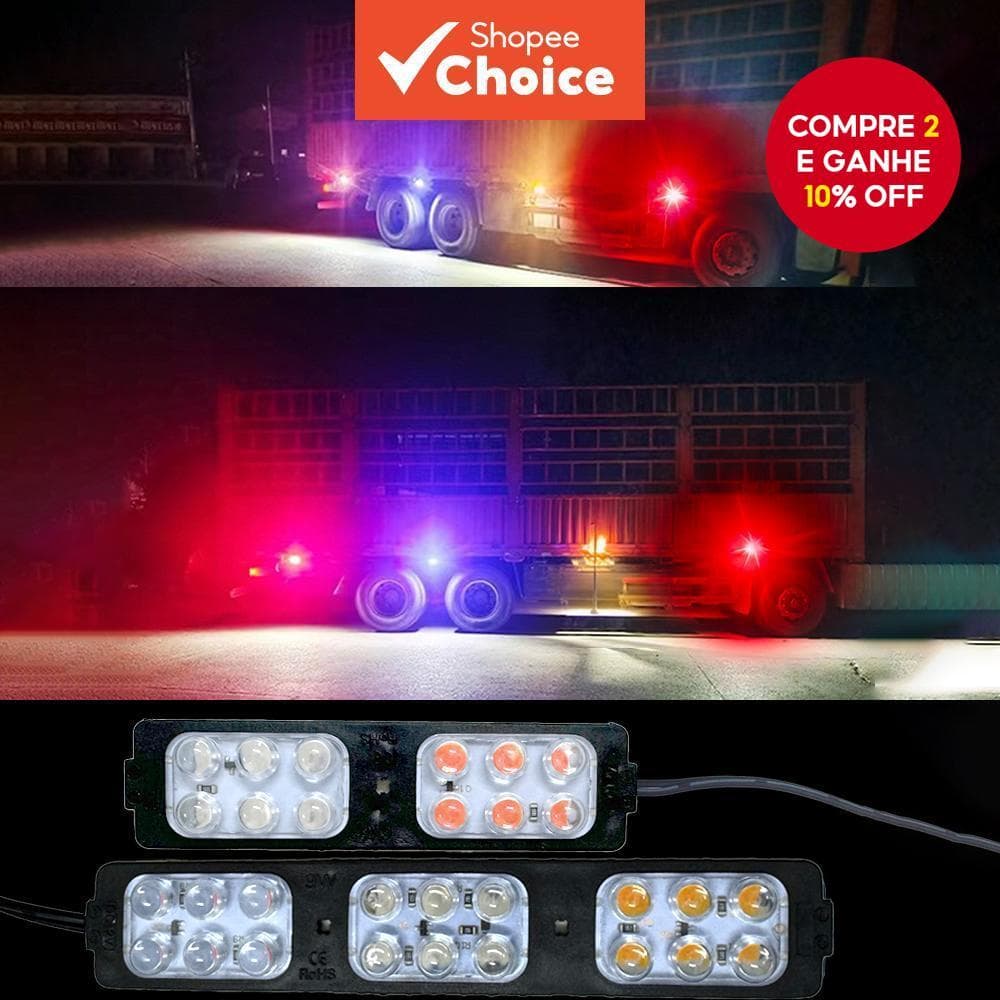 Sinalizadores de emergência LED Red Blue 12/18 para carro e caminhão 12V 24V.