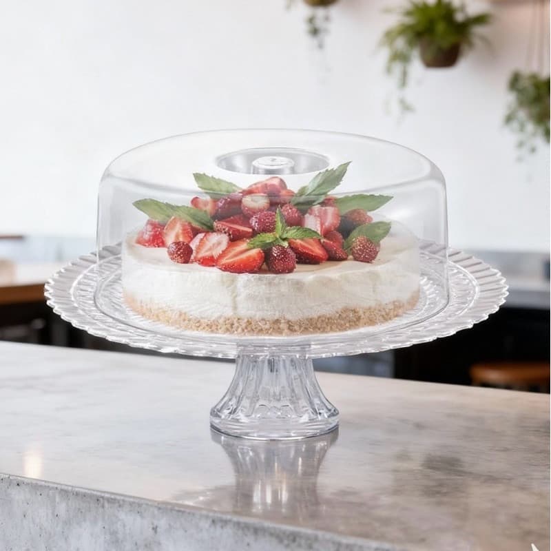 Boleira Gourmet Luxo de Vidro com Tampa Acrílica