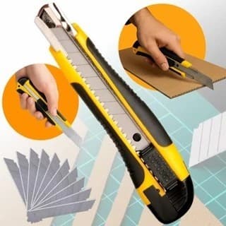 Estilete Profissional Ergonômico 18mm Emborrachado Com Trava Segurança + Lamina Segmentada					