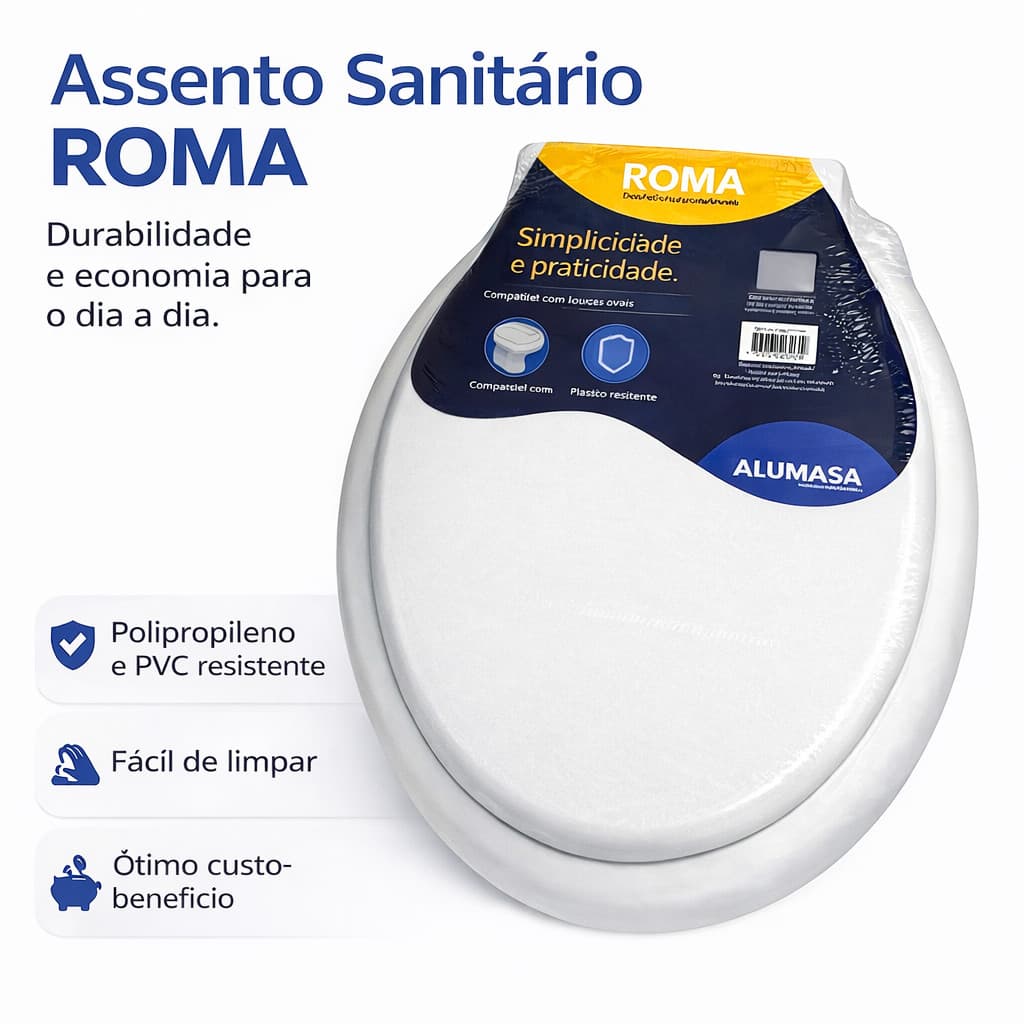 Assento Sanitário Tampa de Privada Oval Vaso Universal Branco