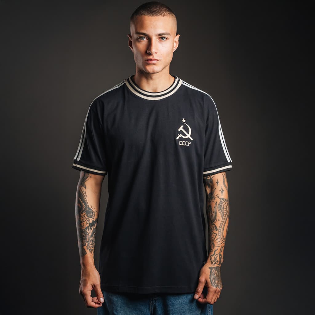 Camisa CCCP Retrô Listras Preta Masculina