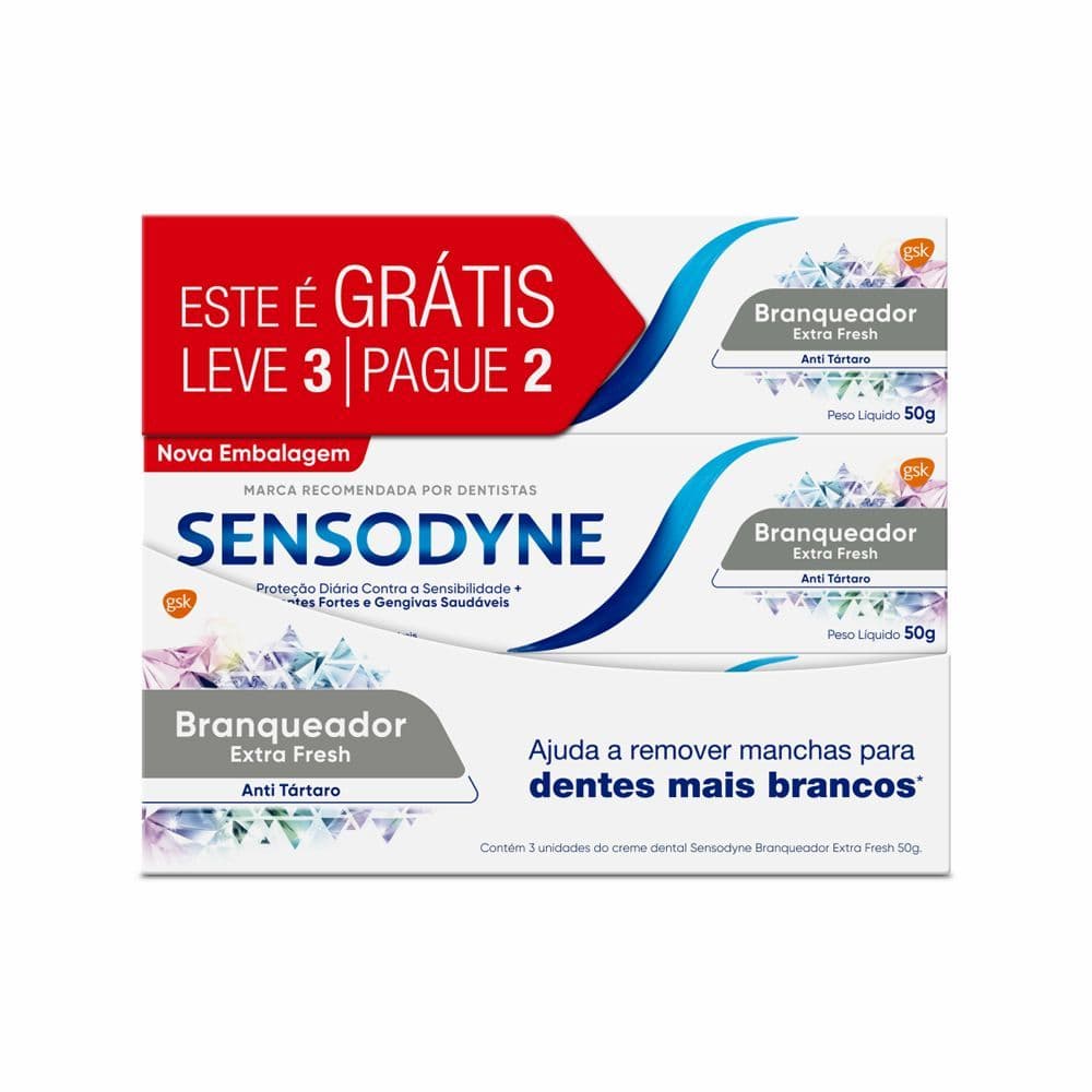 Creme Dental Sensodyne Premium Branqueador Extra Fresh 50g Leve3 Pague2 50g