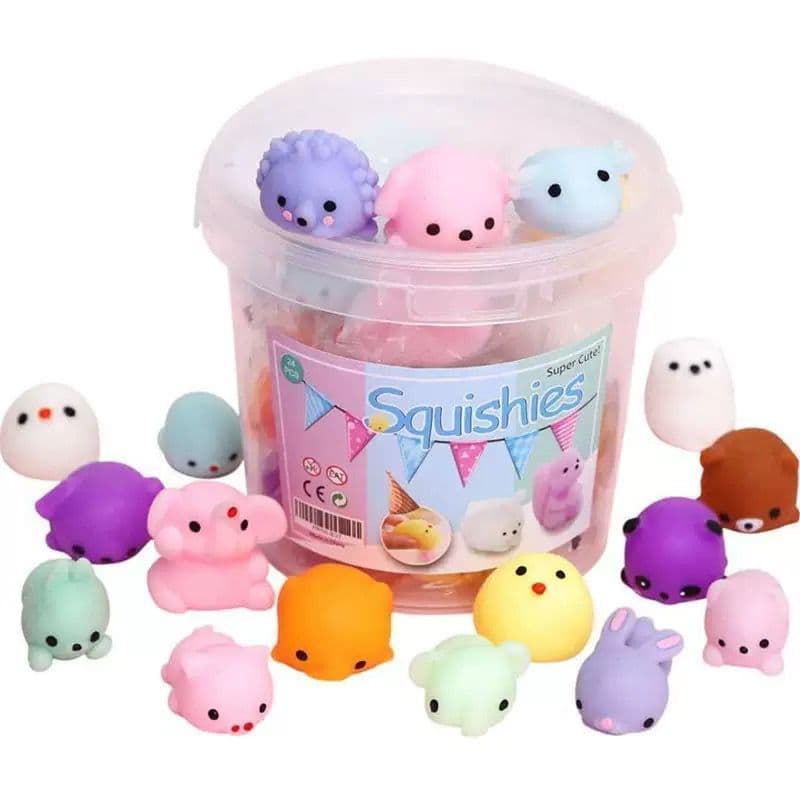 KIT 60 Squishy Bichinho Macio Fofo de Apertar Anti Stress Mochi De Brincar Pop It Fidget