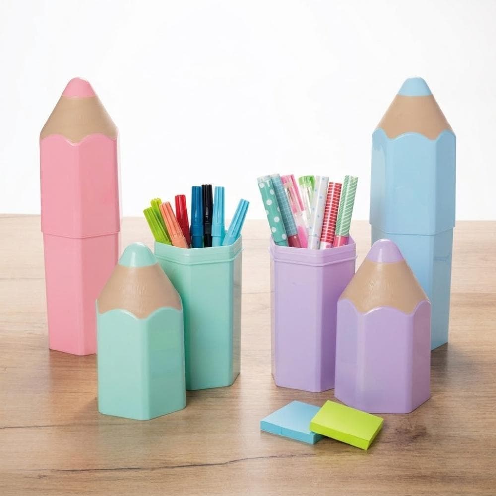 Kit 4 Organizadores Lápis 3D Lúdico Mesa Porta Objetos Porta Treco Presente Lembrancinha Formatura Plasútil