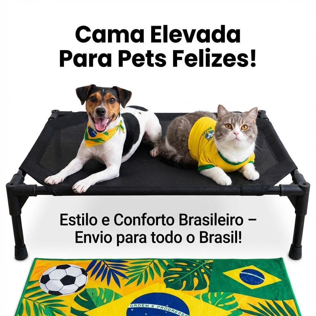 Cama Elevada Pet Respirável para Cães e Gatos - Caminha Suspensa Lavável e Fresca para Pets Médios e Pequenos